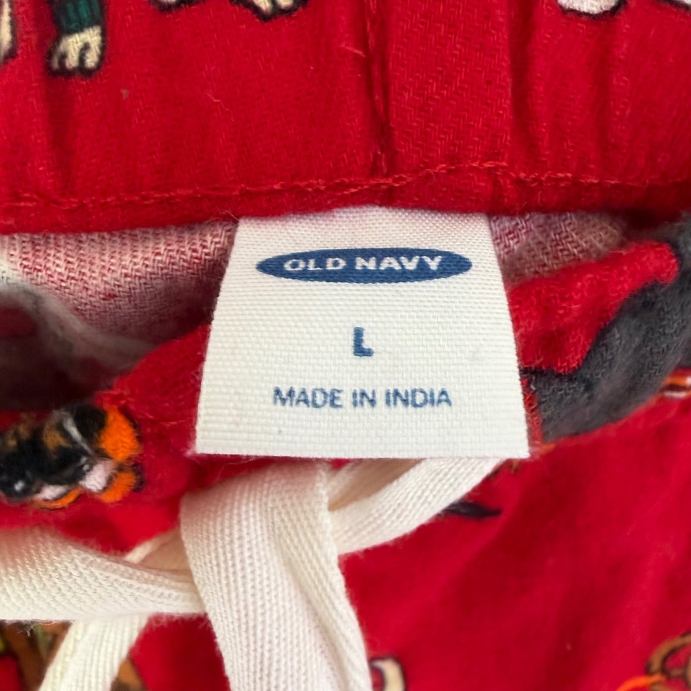 Old Navy Mens Red Cotton Flannel Skiing Dogs Pajama Lounge Pants Large‎ - Picture 3 of 6